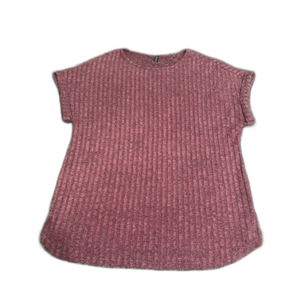 AUTOMET. mauve/pink ribbed-knit short sleeve top XL